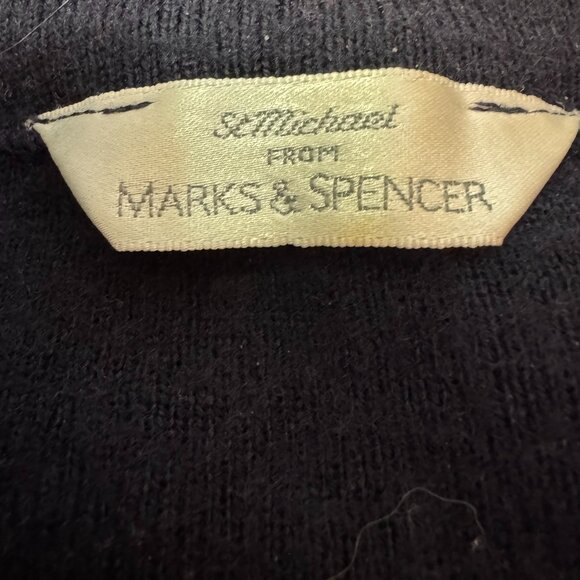 St Michael by Marks & Spencer Merino Wool Cardigan Made in England Dark Navy 14 - Picture 5 of 12